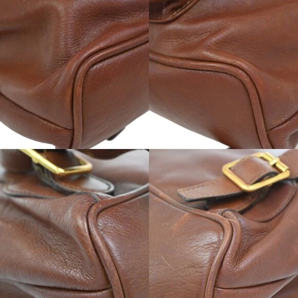 GUCCI Logo Bamboo Drawstring Mini Backpack Bag Leather Brown GHW Italy 38EG182 main image 7